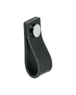 Rączka do szafki Loop - Skóra Czarny / Polerowany chrom - Beslag Design