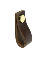 Rączka do szafki Loop - Skóra Brązowy / Mosiądz - Beslag Design
