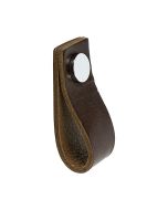Rączka do szafki Loop - Skóra Brązowy / Polerowany chrom - Beslag Design