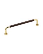 Lounge Uchwyt- Polerowany Mosiądz / Brązowa Skóra - 160 mm - Furnipart